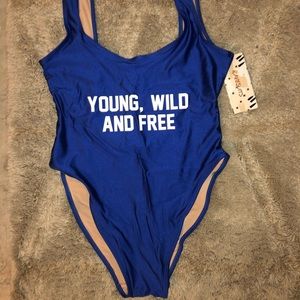 Royal blue one piece swimsuit